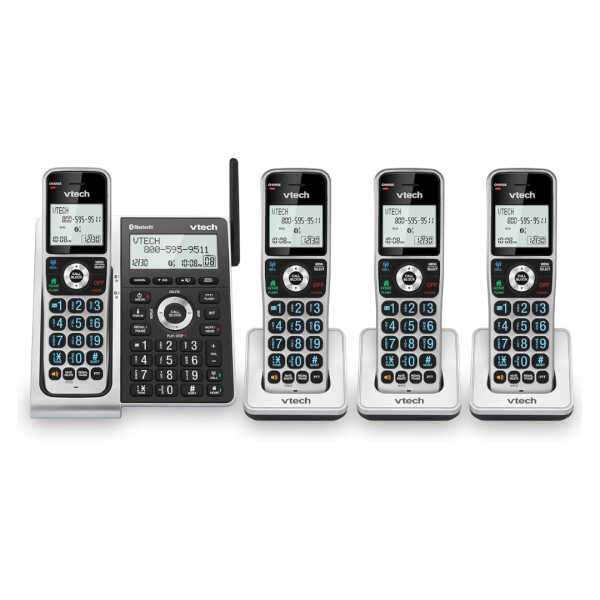 VTech DECT 6.0 4 Handsets Cordless Home Phone With Bluetooth, Duplex Speakerphone For Sale
