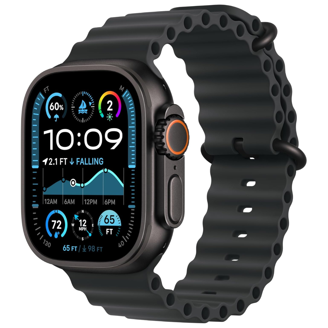 Apple Watch Ultra 2 [GPS + Cellular 49mm] Smartwatch, Sport Watch With Black Titanium Case With Black Ocean Band Hot on Sale