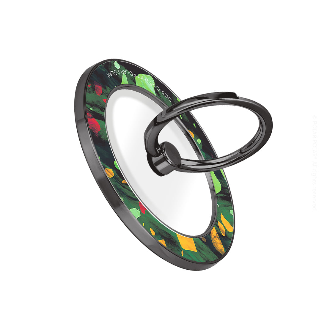 Malachite Terrazzo Gem – Black MagSafe Phone Grip and Ring Holder Stand Fashion