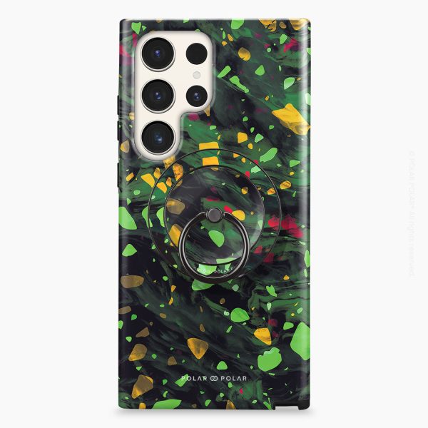 Malachite Terrazzo Gem - Black MagSafe Phone Grip and Ring Holder Stand Fashion - Image 5