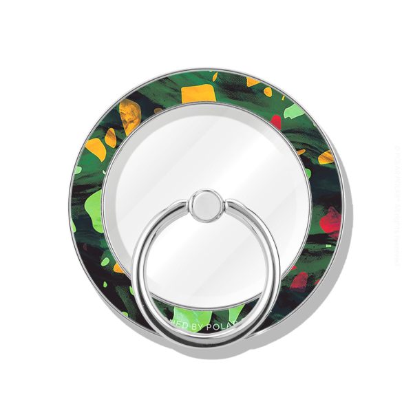 Malachite Terrazzo Gem - Silver MagSafe Phone Grip and Ring Holder Stand For Discount - Image 2