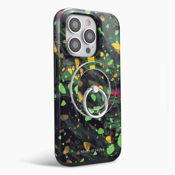 Malachite Terrazzo Gem - Silver MagSafe Phone Grip and Ring Holder Stand For Discount - Image 3