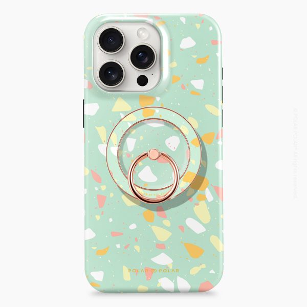Mist Green Terrazzo - Rose Gold MagSafe Phone Grip and Ring Holder Stand Online Sale - Image 4