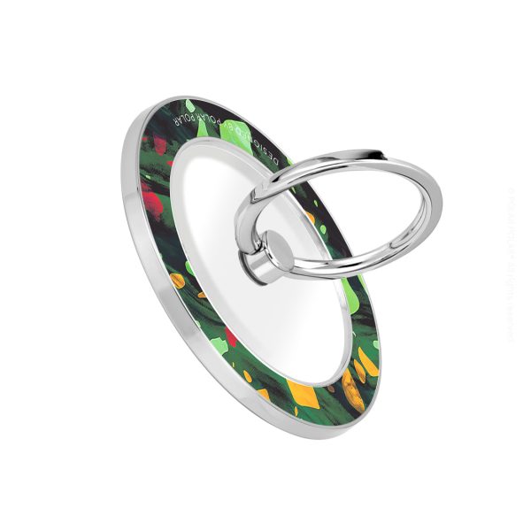 Malachite Terrazzo Gem - Silver MagSafe Phone Grip and Ring Holder Stand For Discount