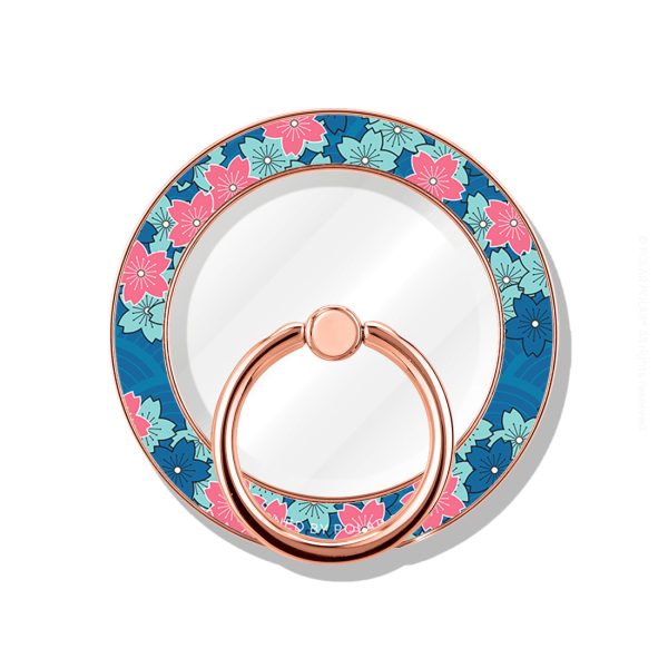 Navy Sakura Wave - Rose Gold MagSafe Phone Grip and Ring Holder Stand Hot on Sale - Image 2