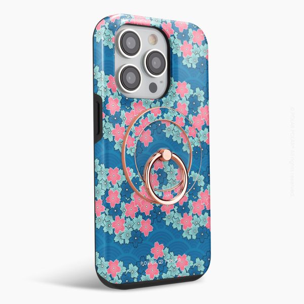 Navy Sakura Wave - Rose Gold MagSafe Phone Grip and Ring Holder Stand Hot on Sale - Image 3