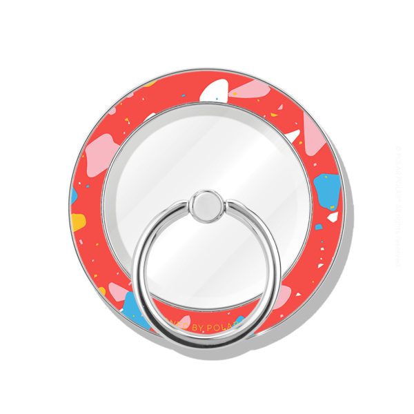 Living Coral Terrazzo - Silver MagSafe Phone Grip and Ring Holder Stand Sale - Image 2
